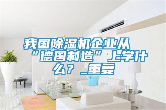 我國除濕機企業(yè)從“德國制造”上學(xué)什么？_重復(fù)